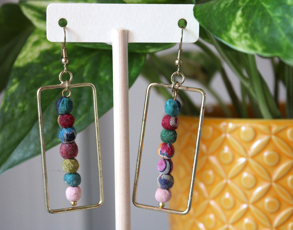 
            
                Load image into Gallery viewer, Kantha Frame Earrings
            
        